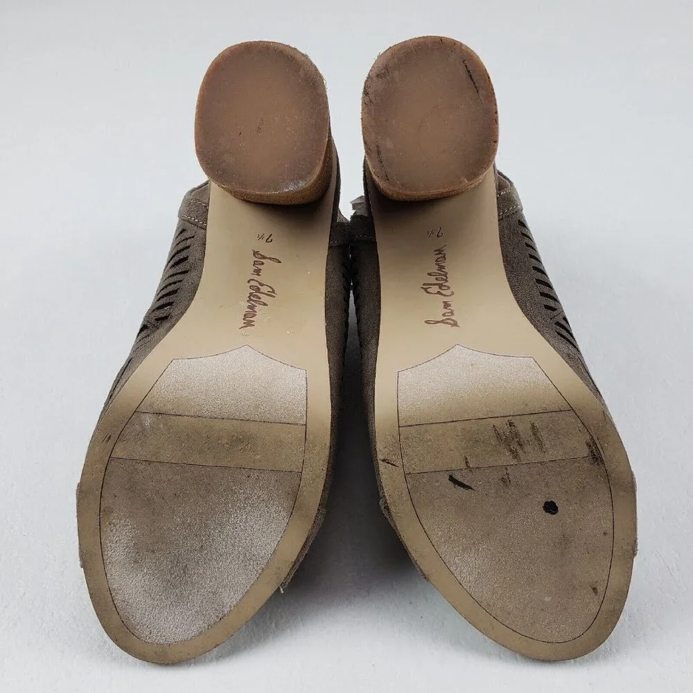 Sam Edelman Rocco Lasercut Sandals Brown Womens 7.5 Lace Up Open Toe Heels